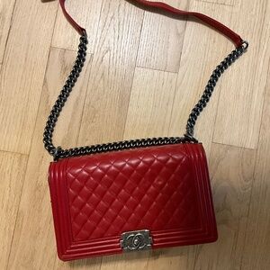 Red Chanel Boy Bag